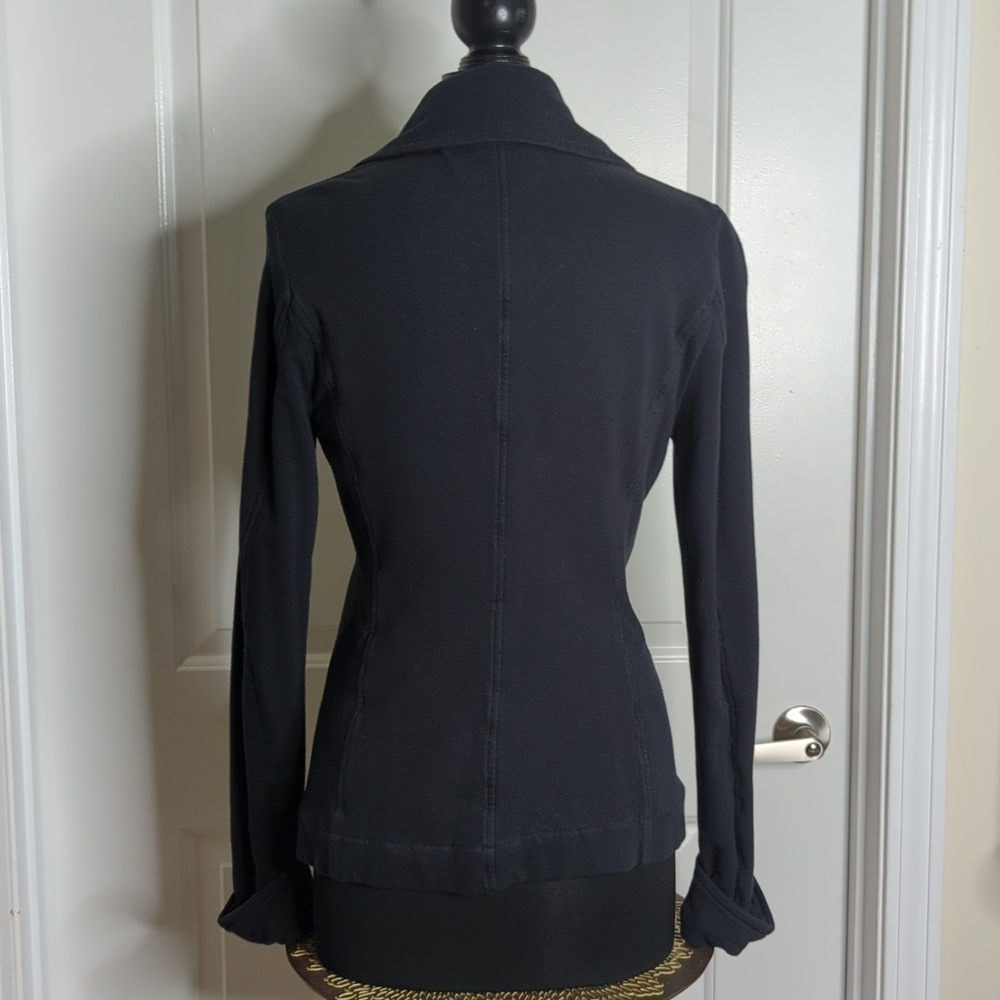 James Perse LA Double Breasted Soft Cotton Jersey Knit Jacket Blazer Black 3 M/L - Picture 7 of 13